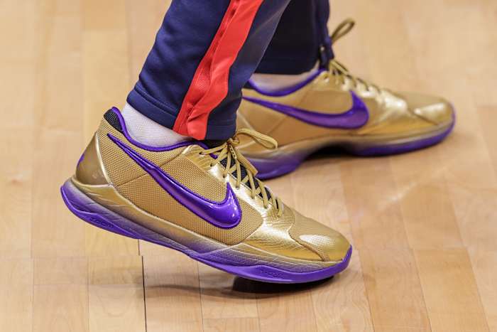 New Orleans Pelicans guard Jose Alvarado wears the Nike Kobe 5 Protro sneakers against the Phoenix Suns of game six of the first round of the 2022 NBA playoffs on April 28, 2022.